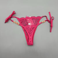 Traceless Briefs Lace Women's T-back Letters Diamond Decorations