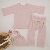 INS Foreign Trade Korean Super Hot Autumn And Winter Infant Waffle Long Sleeve Top And Trousers Suit Children's Loungewear