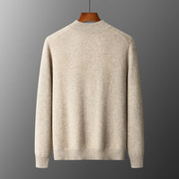 Wool Cardigan Men's Stand Collar Zipper Knitted Sweater Coat Warm And Loose Cashmere Pants Men