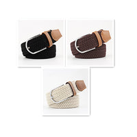 Women's Canvas Belt Student Pants Casual Stretch Braided Needle Buckle