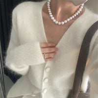 Loose Western Style V-neck Casual Fitted Waist Sweater