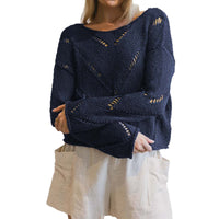 Solid Color Idle Style Hollow-out Thin Sweater Sweater For Women
