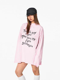 Distressed Letters T-shirt Loose Casual Bottoming Top