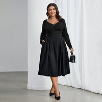 Elegant And Intellectual Style Square-neck Slim-fit Long-sleeved Top