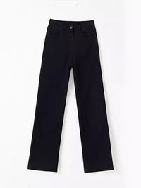 Plus Size Straight Black Jeans High Waist Wide Leg Pants