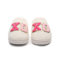 Warm Grid Letter Cotton Women's Slippers