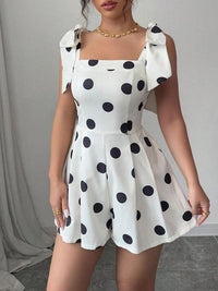 New Womens Shapewear Bodysuit With Polka-Dot Print And Lace-Up Details