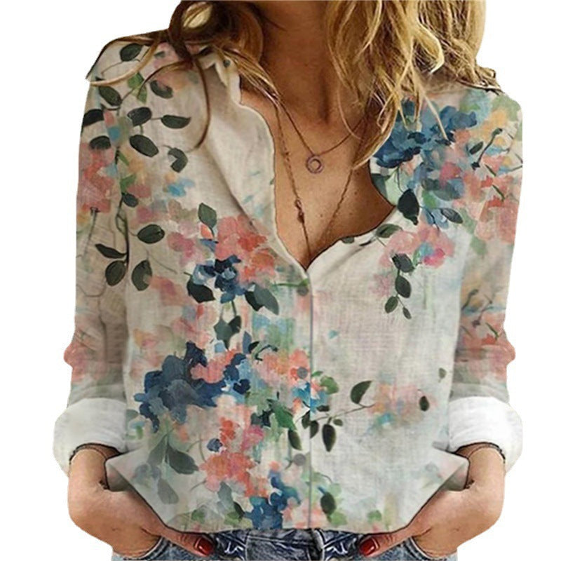 Women's Long Sleeve Lapel Geometric Print Fashion Casual Cardigan