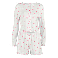 Knitted Printed Long-Sleeve Shorts Pajamas Womens Loungewear