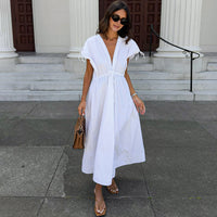 Fashionable Slim-fit V-neck A-line Versatile Dress For Women