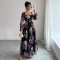 Elegant Long-Sleeve Printed Dress For Women