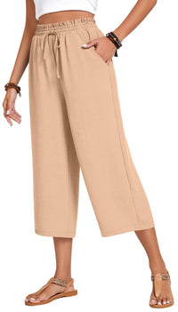 Loose-fitting Casual Wide-leg Pants With Pockets And A High Waist
