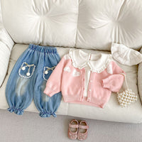 Girls' Baby Sweater Baby Coat Love Embroidered Sweater