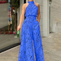 Women's Temperament Elegant Waist Tie Sleeveless Jumpsuit