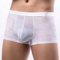 Men's Boxer Briefs See Through Breathable U Convex Ice Silk Jacquard