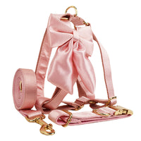 Pink Crystal Dog Collar And Leash With Wedding Ribbons