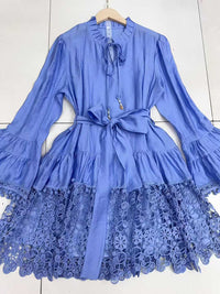 Lace-up Waist-cinching Figure-flattering Water-soluble Lace-up Dress