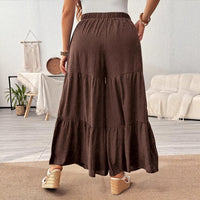 Casual Relaxed-fit Pleated Wide-leg Layered Cake Pants