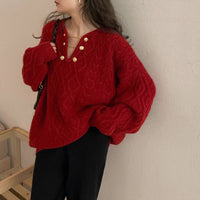 Gentle Elegant Pullover Knitted Top Loose