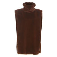 Fashionable Solid-Color Turtleneck Fleece Vest Sleeveless Jacket Womens Top