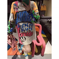 Graffiti Printing Design Round Neck Long Sleeve T-shirt