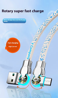 Double Bend Rotating Blue And White Porcelain Type-c Fast Charge Data Cable
