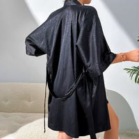 V-neck Long Slip Nightdress Two-piece Set Simple Artificial Silk