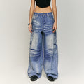 Affixed Cloth Embroidered Washed Digital Printing Jeans