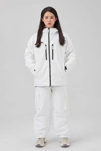 White, Padded, Waterproof, Loose-fitting Top-and-pants Set