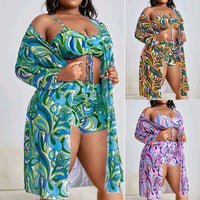 Women's Floral Swimsuit Bikini Three-piece Set