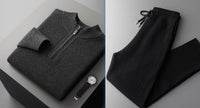 Men's Heavy Goat Seven-needle Thickened Warm Half-zip Knit Sweater