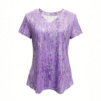 Women's Printed V-Neck Short-Sleeve Top