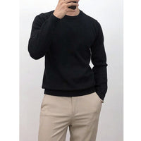 Solid-color Crew-neck Base Knit Sweater Mens Pullover