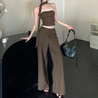 Loose-fit Wide-leg Casual Pants Two-piece Set