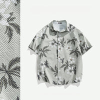 New Chinese Style Ice Silk Men's Breathable Floral New Guo Feng Lapel Vintage Shirt