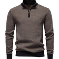 Mens Thickened Half-Zip Stand-Up Collar Casual Sweater