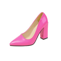 Women's Pointed-toe Low-heeled Chunky Heel Pumps