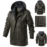 New Men's Classic Retro Midi Leather Coat