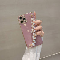 Compatible with Apple , Simple Electroplating Pearl Chain Phone Case