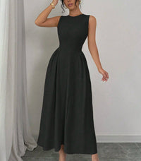 European And American-style Sleeveless Figure-flattering Waist-cinching Dress