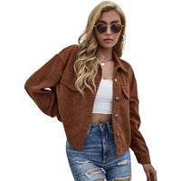 Casual Coat Women's Corduroy Short Slim Top
