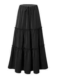 Womens High-waisted Elastic-waist Long Skirt With Pockets