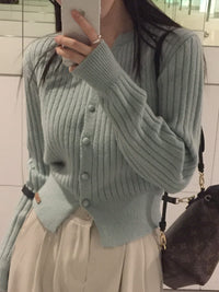 Sweater Coat Women's Slim-fit Long-sleeved Knitted Cardigan
