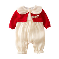 Baby Red Shawl Long-sleeved Romper