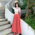 Youthful Red Plaid Skirt With Designer Flair Versatile Two-Way Skirt Set With A Strappy White Backless Top