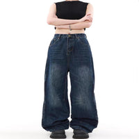 Retro Wide Leg Straight Jeans Loose High Waist Trousers