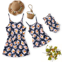 Printed V-neck Suspender Bodysuit For Women And Girls