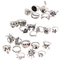 Cross-border Dark Hip Hop Skull Spider Card High Profile Retro Ring 24-piece Set Punk Ring Ornament