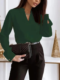 Women's V-neck Long Sleeve Loose Printed Shirt Top