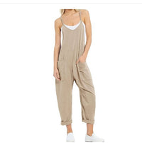 Women Zipper Pocket Suspender Trousers Jumpsuit